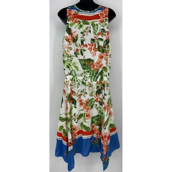 Tommy Hilfiger Women Dress  Size 6 Ivory Floral Sleeveless V Neck Smock Stretch - Picture 4 of 6